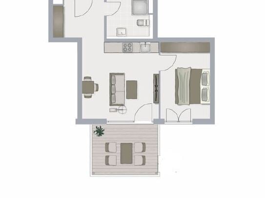 Erstbezug - Möblierte 2 ZKB Neubau-Wohnung mit Terrasse und kleinem Garten