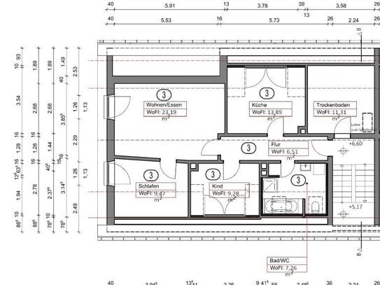 Helle 3 Zimmer Wohnung auf 70 m² im Dachgeschoss eines drei Parteienhaus in Weiden Ost zu verkaufen