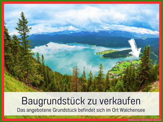 Baugrundstück mit 556 m² zu verkaufen, nur ca. 300 Meter zum Badestrand, im Ort Walchensee