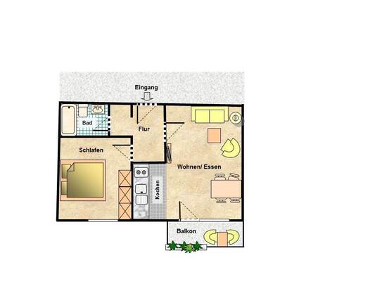 2-Zimmer-Wohnung mit Tiefgaragenstellplatz (Doppelparker) in Erlangen-Nord, Lazarettstr.