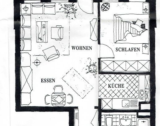 Gepflegte 2 Zimmer Wohnung mit Terrasse und kleinen Garten