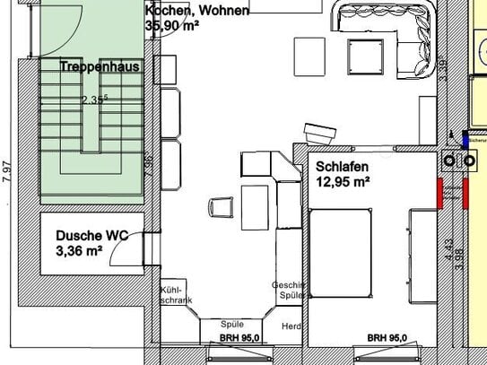 Schicke sanierte 2 Zimmer EG Wohnung