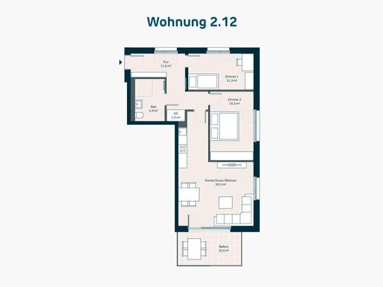 Neubau: 3-Zimmer-Balkonwohnung