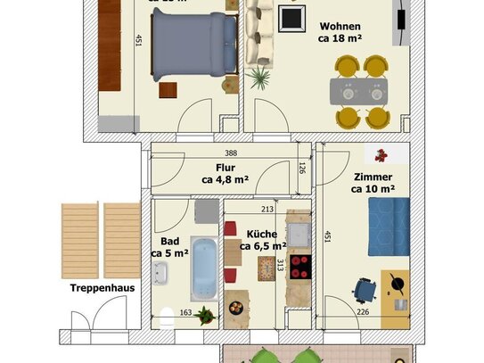 Zeitz- Eigennutzung oder Anlage, 3 Zimmer, Balkon und Tageslichtbad