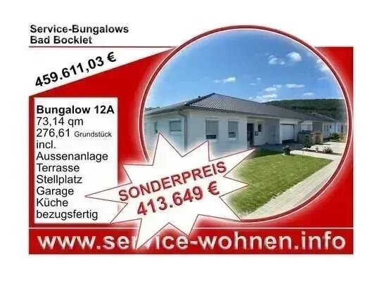 Service-Bungalows Bad Bocklet - Seniorenbungalow barrierefrei, incl Grundstück, Garage, Einbauküche