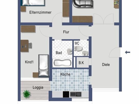 Bonn-Endenich. Kapitalanlage 5. OG. mit 3 ZKB mit Balkon - Provisionsfrei!