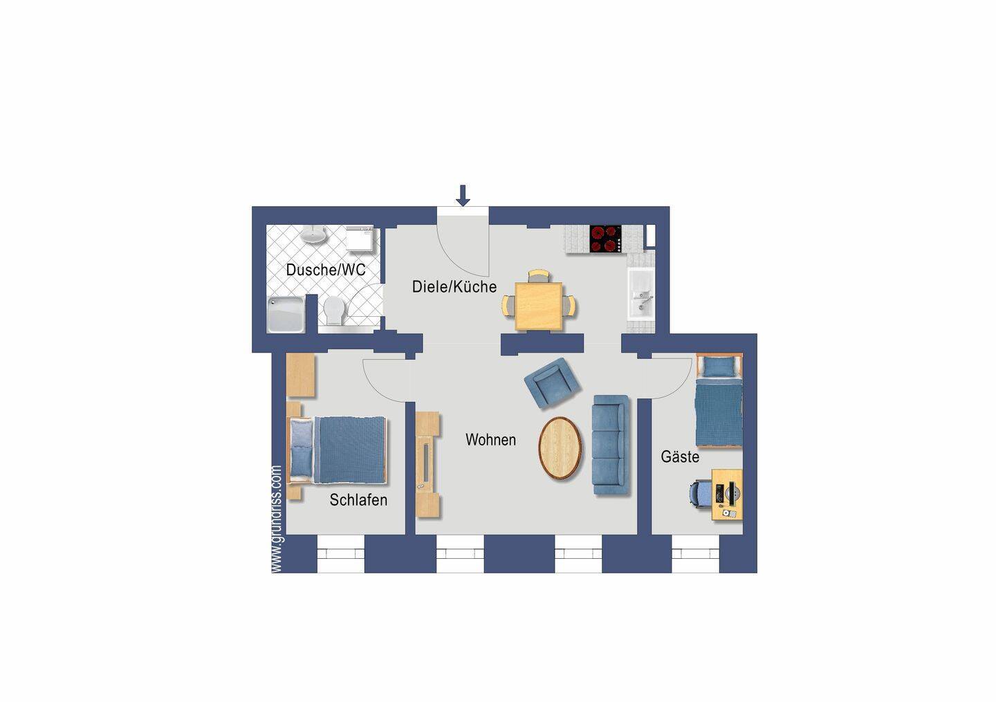 3-Zimmer Wohnung für 5 Jahre befristet zu vermieten im Bau- und Gartendenkmal Ludwigpark - Photo 1