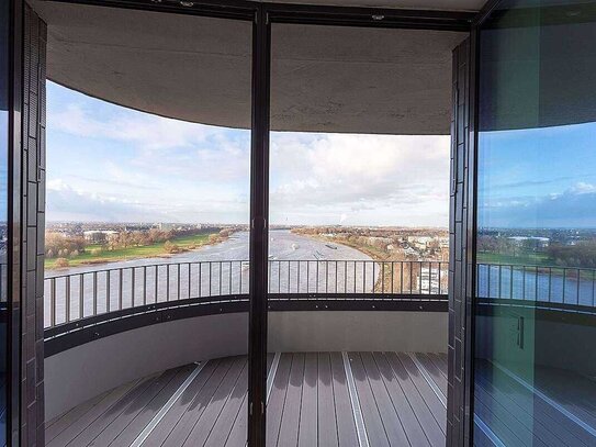 MÜLHEIM! 4-ZIMMERWOHNUNG MIT 2 BALKONEN IM NEUEN WOHNTURM "OPAL" DIREKT AM UFER! -DOM-BLICK