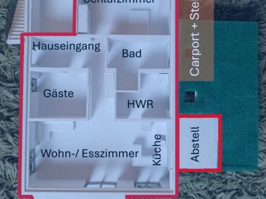 EG Wohnung 102 m2, 3,5 Zimmer, Terrasse, Carport, Abstellraum