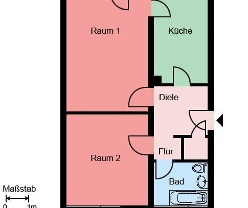 Gut geschnittene 2 Zimmer Wohnung ab den 15.02.2025