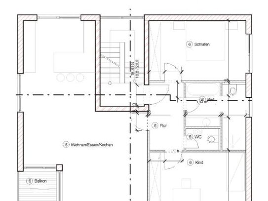 3-Zimmer-Apartment mit Balkon im 1. Stock