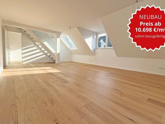 Neubau-Erstbezug! Helle 4 Zimmer DG Maisonette, Klima, Balkon & Dachterrasse zum Südwesten!