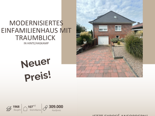 NEUER PREIS!!! Modernisiertes Einfamilienhaus mit Traumblick in Hinte/Haskamp