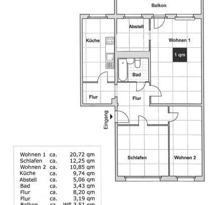 Schöne 3,5-Zimmerwohnung, große Küche mit Fenster!