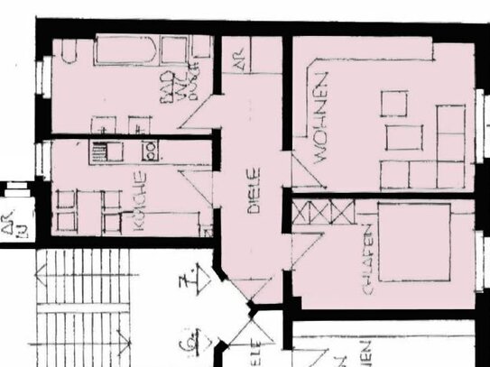 2-Raum-Dachwohnung mit PKW-Stellplatz