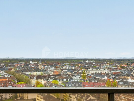 Wohnen im höchsten Gebäude Kölns: Gepflegte 2-Zimmer-Wohnung mit Blick über die ganze Stadt