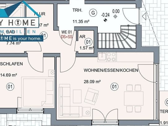 Gelegenheit * hochw. Terrassenwhg. Neubau Erstbezug, incl. Stellpl. KFW 55 * Provisionsfrei