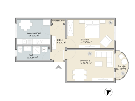 Wohnen im trendigen Winterhude - sonnige 2-Zimmerwohnung mit Balkon