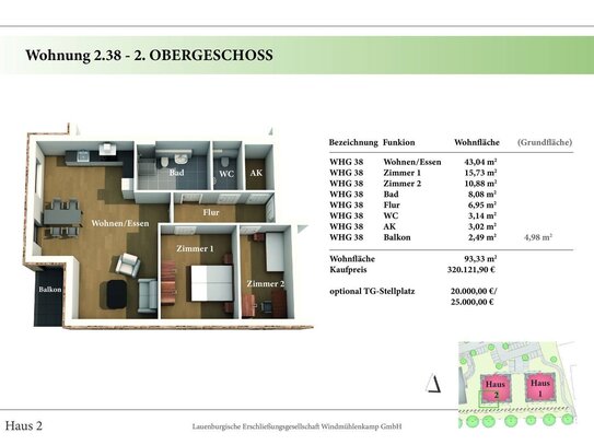 3 Zimmer 2. OG Neubau-Eigentumswohnung 2.38