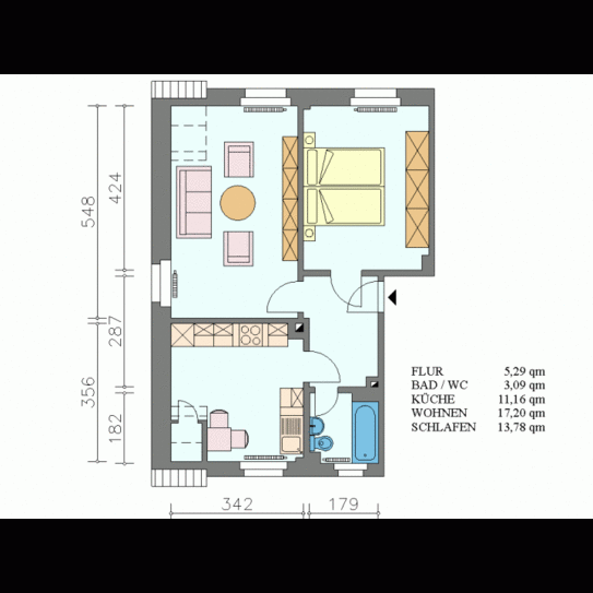 Schöne helle 2-Raum-Wohnung