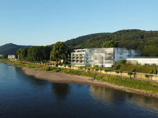 Darf es etwas großzügiger sein? Dreizimmer Panoramawohnung direkt am Rhein; 180° Panorama Pur