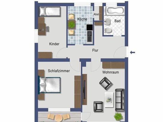 Bonn Alt-Tannenbusch. 3 ZKB, Balkon -vermietete Kapitalanlage-