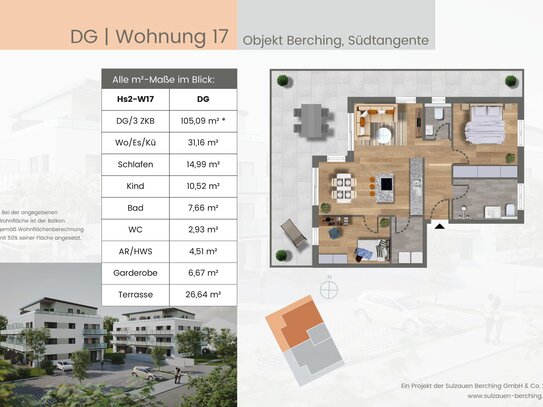 Exklusive 3 ZKB Penthousewohnung (KfW NH40-PLUS mit QNG-Siegel) - Neubau/Erstbezug