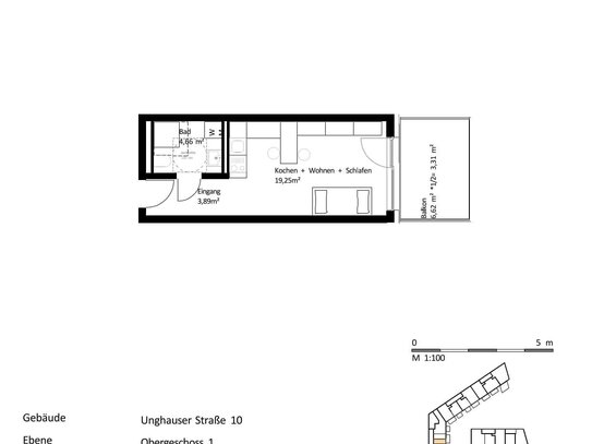 32m² 1-Zi.-Whg. mit Balkon im Zentrum von Burghausen zum Kauf: EH40-QNG: 5% AfA + 5% Sonder-AfA & 150.000 € KfW-Kredit