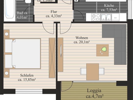 2 Zi-Wohnung z.Zt. noch vermietet, in beliebter Lage nähe UKE, Lokstedt