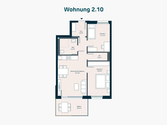 Neubau: 3-Zimmer-Balkonwohnung