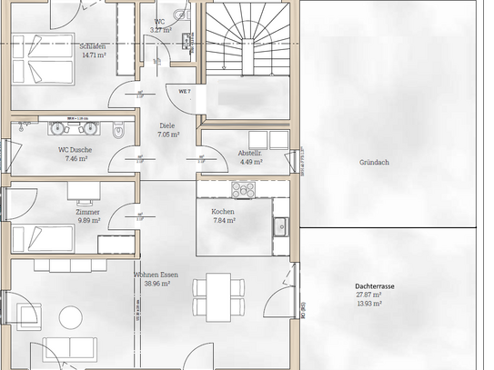 KFW40 3-Zi Penthouse Neubauwohnung Wohnen am Village Kehl / EH40 (A+Gebäude)