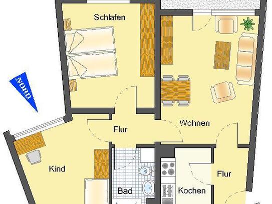 Jetzt schnell sein! Helle 3-Zimmer-Wohnung in ruhiger Lage