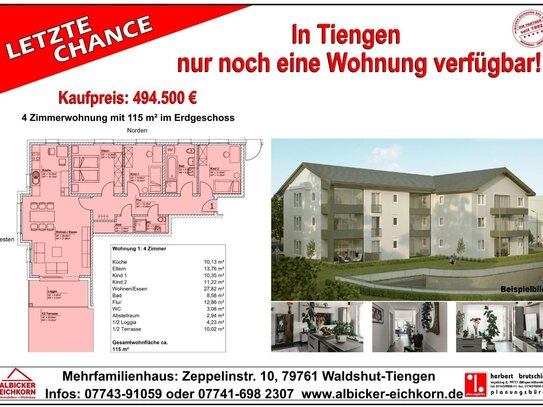 4 Zi. EG mit Terrasse ca. 115 m² - Wohnung 1 - Zeppelinstr. 10, 79761 Waldshut-Tiengen - Neubau