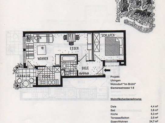 Gut geschnittene und gepflegte 2,5 Zimmer Wohnung 52qm² mit Balkon im ersten OG inklusive eigenem PKW-Außenstellplatz