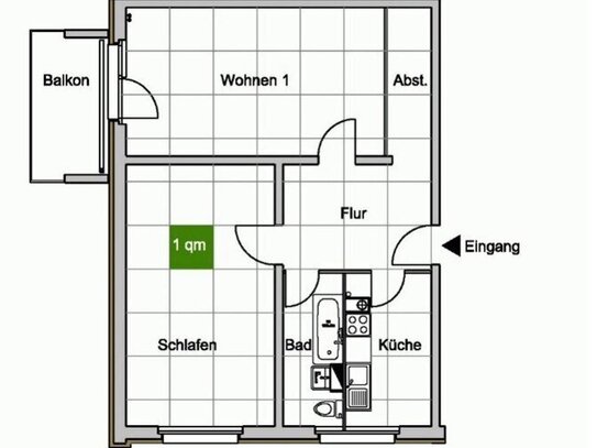 Großzügige 2 Zimmerwohnung mit Abstellraum und Balkon, WG gerecht!