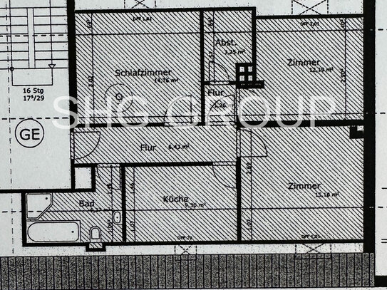 SHG+++ 3,5 Zimmer Dachgeschoss Wohnung - renovierungsbedürftigt