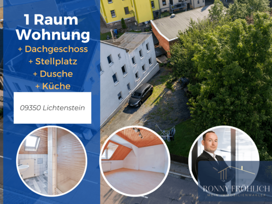 WOW! kompakte 1 Zimmer Dachgeschoss Wohnung mit Dusche und Stellplatz in Lichtenstein zu vermieten