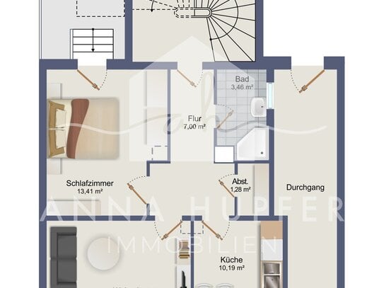 Gemütliche 2-Raum-Wohnung im Erdgeschoss