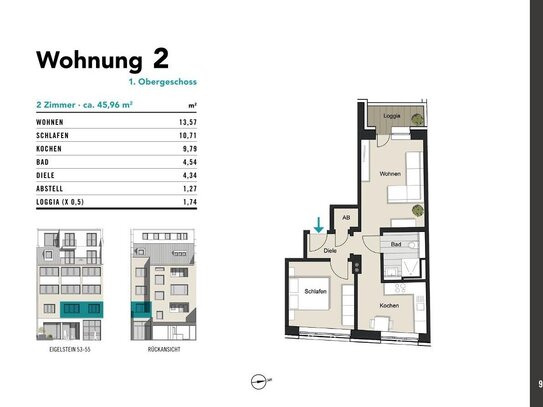 Leben am Eigelstein! Energieeffiziente 2-Zimmer Wohnung mit Balkon - Eigelstein 53-55 / WE 2