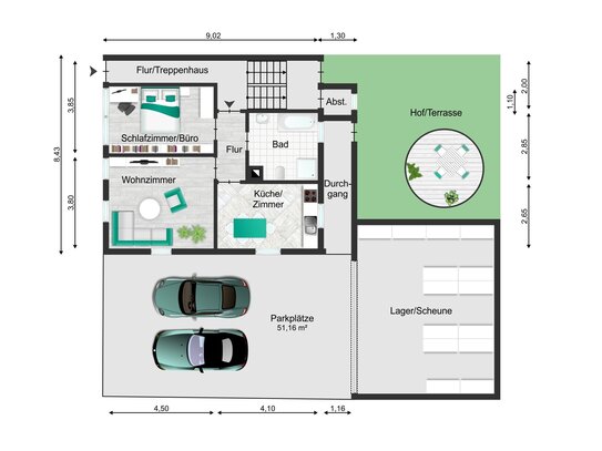 Zweifamilienhaus für Wohnen & Gewerbe in Pforzheim-Büchenbronn