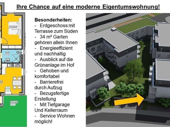 Ihre Eigentumswohnung im Erdgeschoss * HELL * ENERGIEEFFIZIENT* SERVICE WOHNEN *