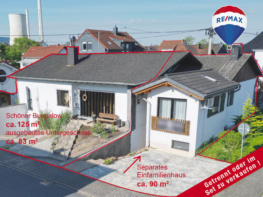 Schöner Bungalow mit ausgebautem Keller und der Chance ein separates Einfamilienhaus zu erwerben !