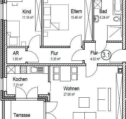 Helle 3-Zimmer Wohnung in Lengerich