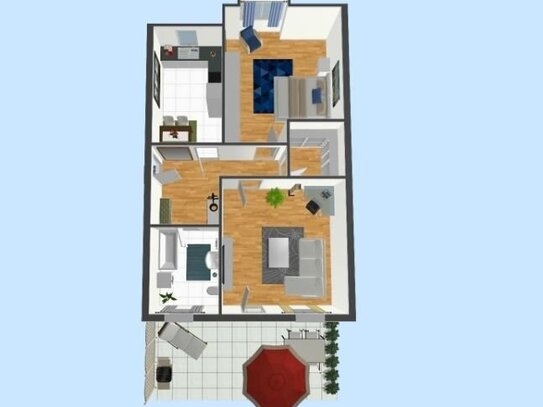 modernisierte 2-Raum-Wohnung mit großer Dachterrasse