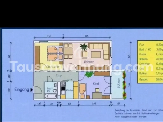 [TAUSCHWOHNUNG] Tausche 3 Raum Wohnung gegen 4-5 Raum Wohnung