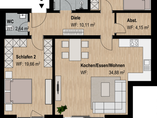 Moderne 3-Zimmer-Neubauwohnung im Erdgeschoss