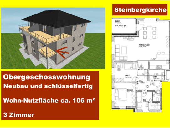 Steinbergkirche, freie OG-Wohnung, Neubau u. schlüsselfertig