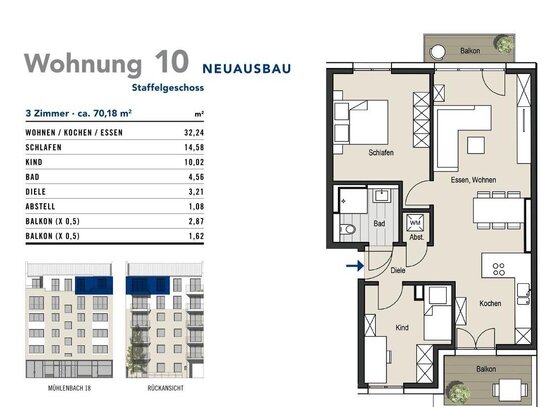 Urbaner Wohnkomfort in Köln - Exklusiver Neuausbau mit zwei Balkonen, WE 10