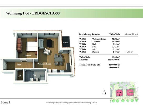 2 Zimmer EG Neubau-Eigentumswohnung 1.06