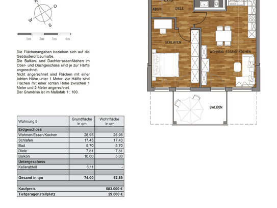 NEUBAU +++ 2 - Zi.- Obergeschosswohnung mit Balkon